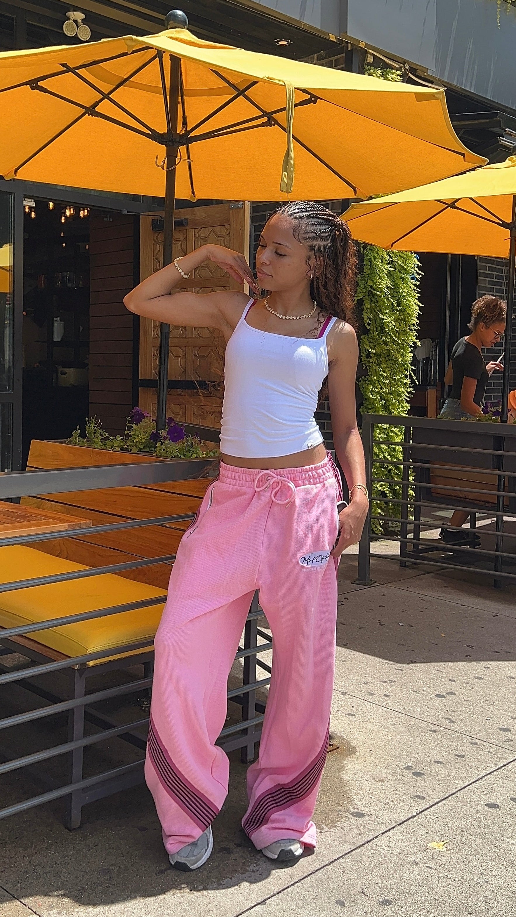 Pink "GRACE" Waffle Knit Pants