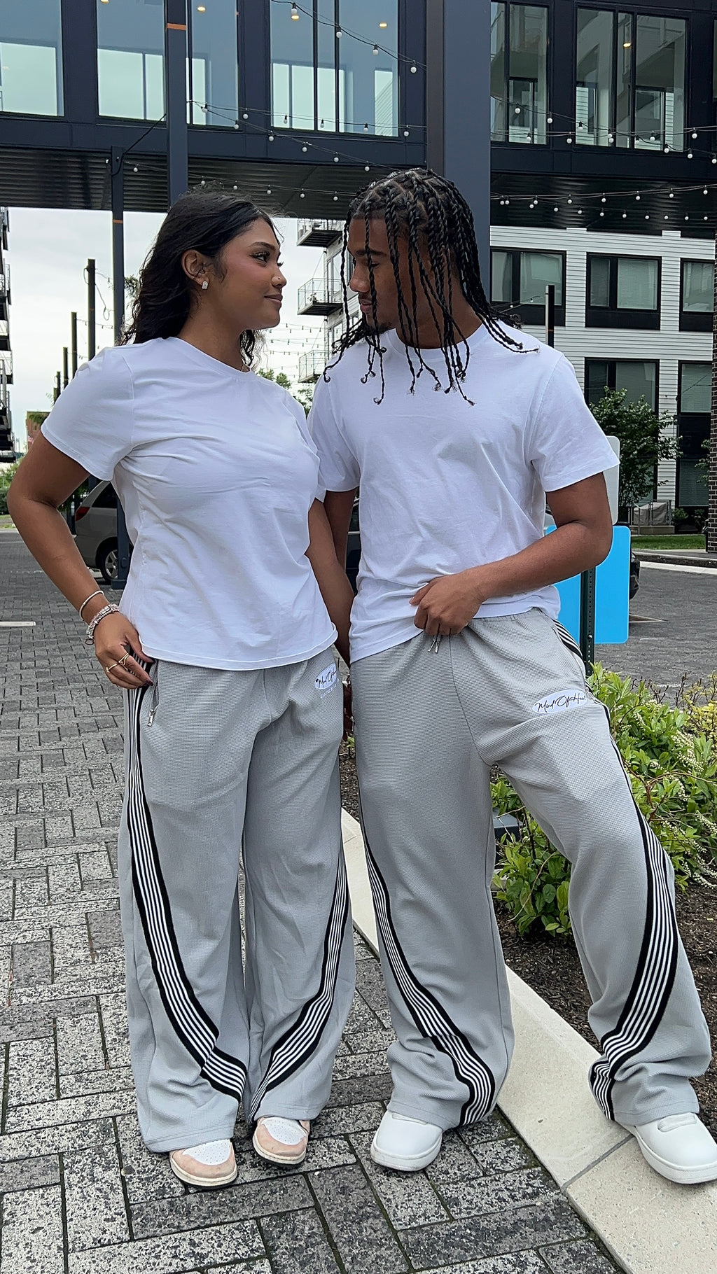 Grey "PURPOSE" Waffle Knit Pants