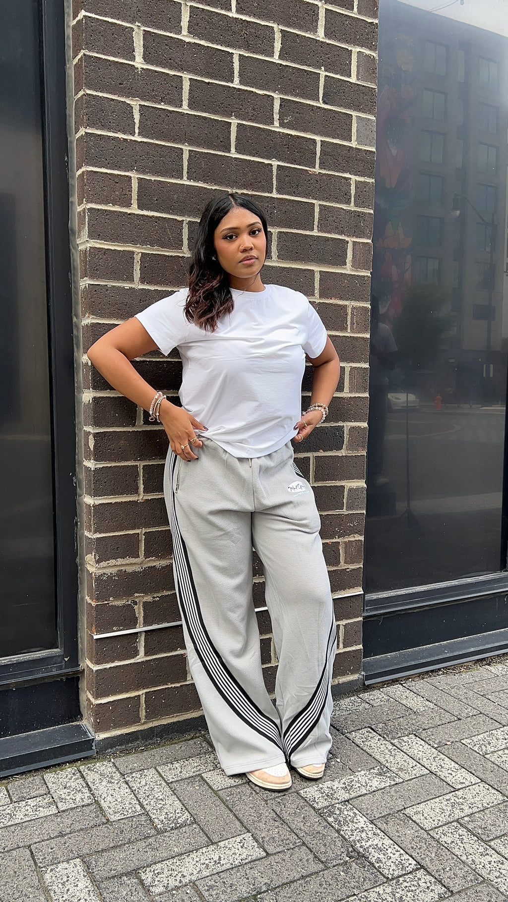 Grey "PURPOSE" Waffle Knit Pants