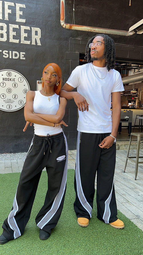 Black "DISCIPLINE" Waffle Knit Pants