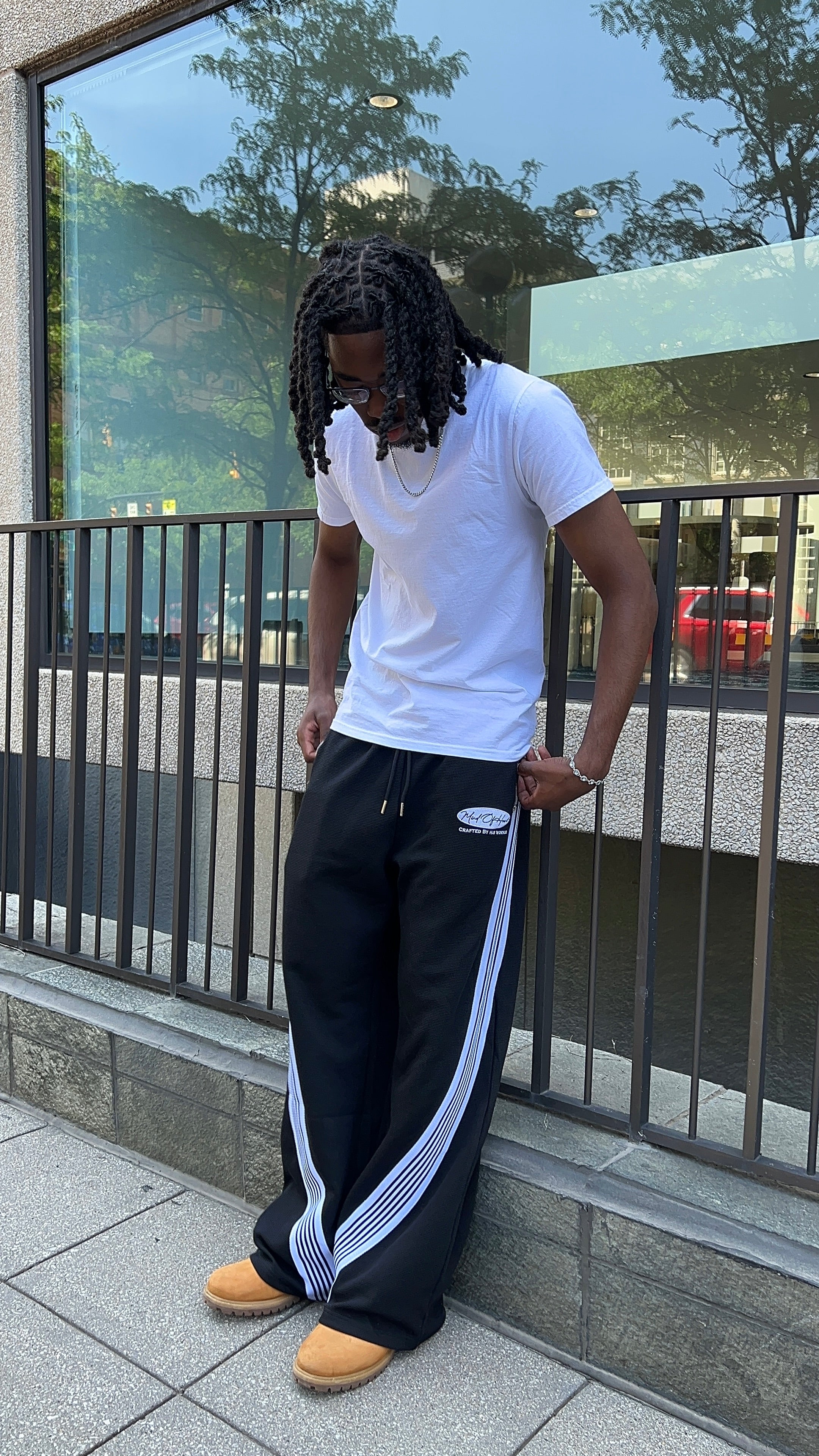 Black "DISCIPLINE" Waffle Knit Pants
