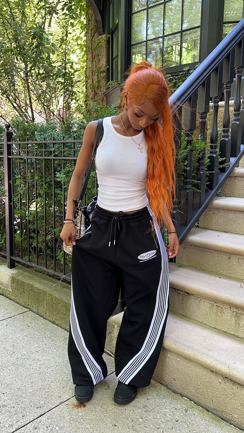 Black "DISCIPLINE" Waffle Knit Pants