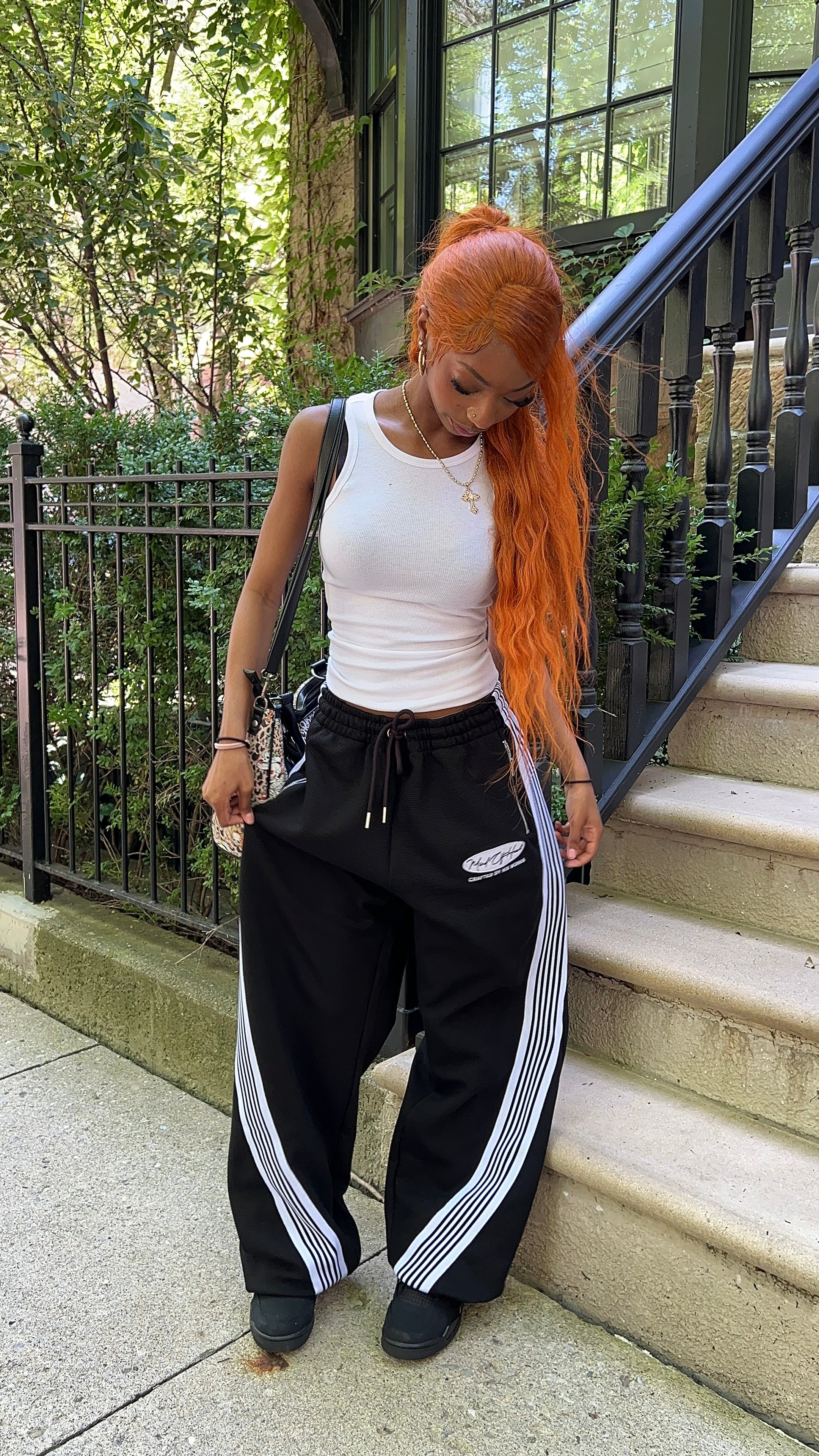 Black "DISCIPLINE" Waffle Knit Pants